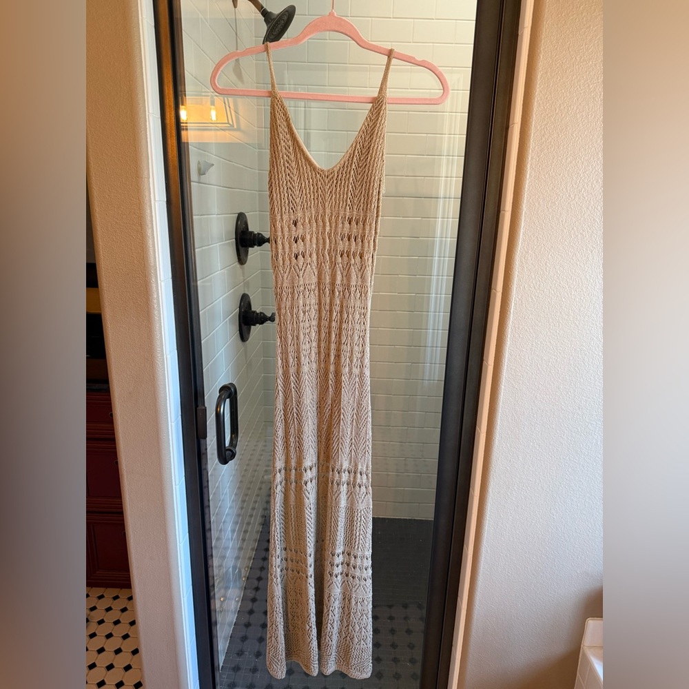 Beige Knit Maxi Dress